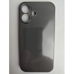 Чехол пластиковый iPhone 16 карбон серый