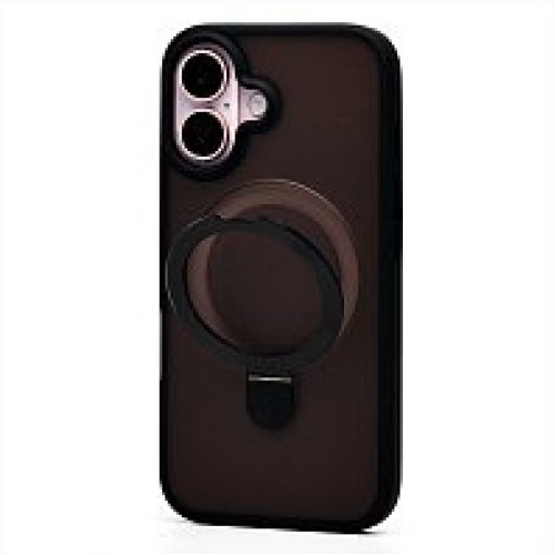 Чехол пластиковый iPhone 16 матовый с подставкой MagSafe (SM088) черный 