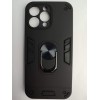 Чехол пластиковый iPhone 16 Pro Max противоударный с металлическим кольцом черный