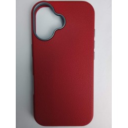 Чехол пластиковый iPhone 17 ЭкоКожа с ободком бордовый