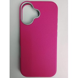 Чехол пластиковый iPhone 17 ЭкоКожа с ободком фуксия