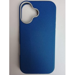 Чехол пластиковый iPhone 17 ЭкоКожа с ободком синий