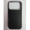 Чехол пластиковый iPhone 17 Pro ЭкоКожа с ободком черный