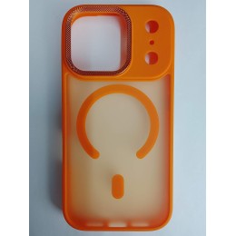 Чехол пластиковый iPhone 17 Pro матовый с MagSafe и защитой камеры оранжевый