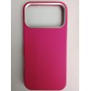 Чехол пластиковый iPhone 17 Pro Max ЭкоКожа с ободком фуксия