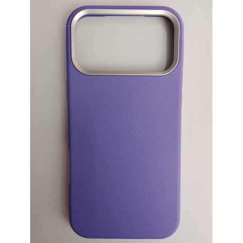 Чехол пластиковый iPhone 17 Pro Max ЭкоКожа с ободком сиреневый