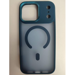 Чехол пластиковый iPhone 17 Pro Max матовый с MagSafe и защитой камеры синий