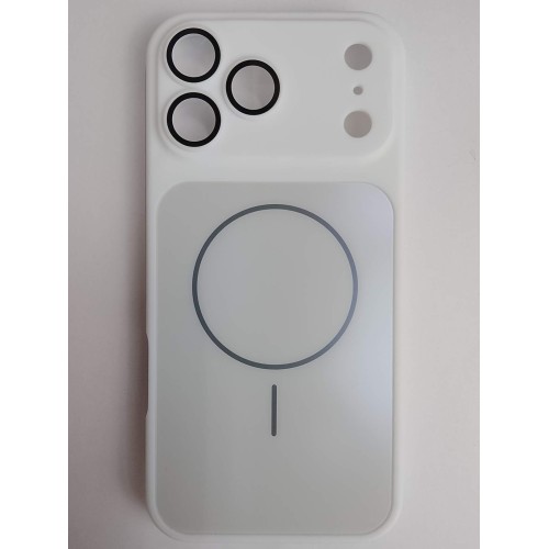 Чехол пластиковый iPhone 17 Pro Max Skin Case MagSafe с защитой камеры белый