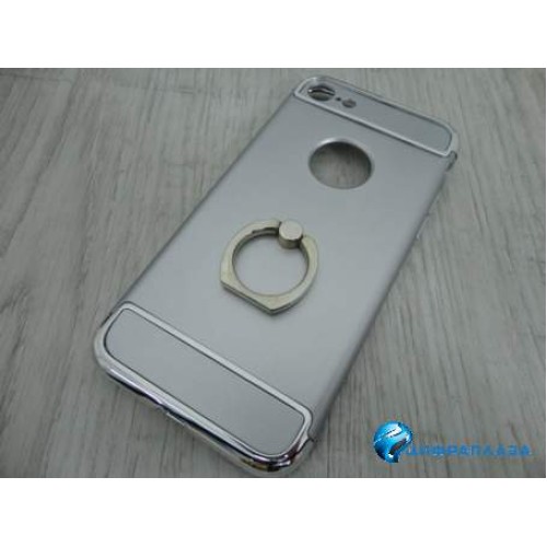 Чехол пластиковый iPhone 7 серебристый с кольцом