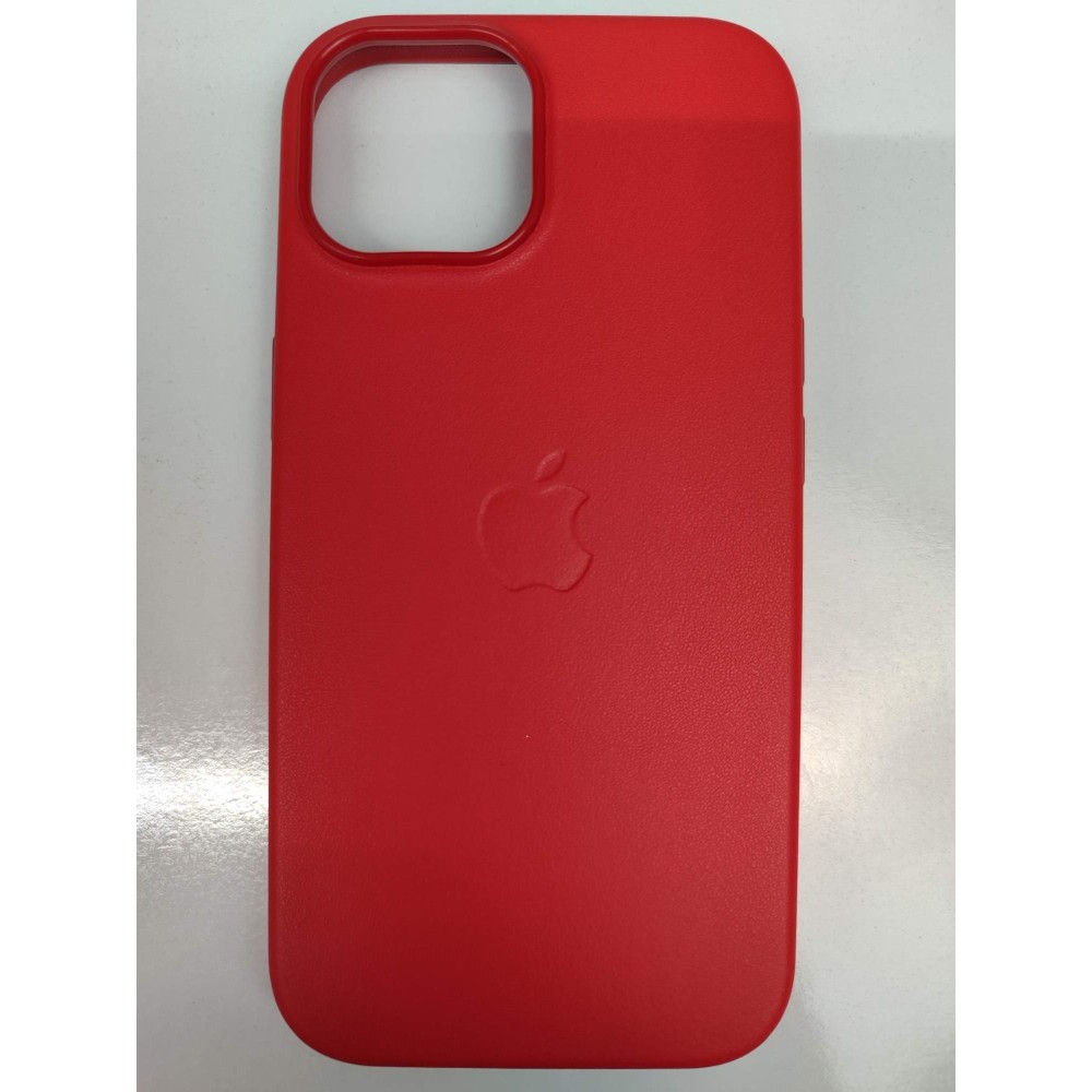 Чехол пластиковый Leather Case MagSafe ORG iPhone 15 красный