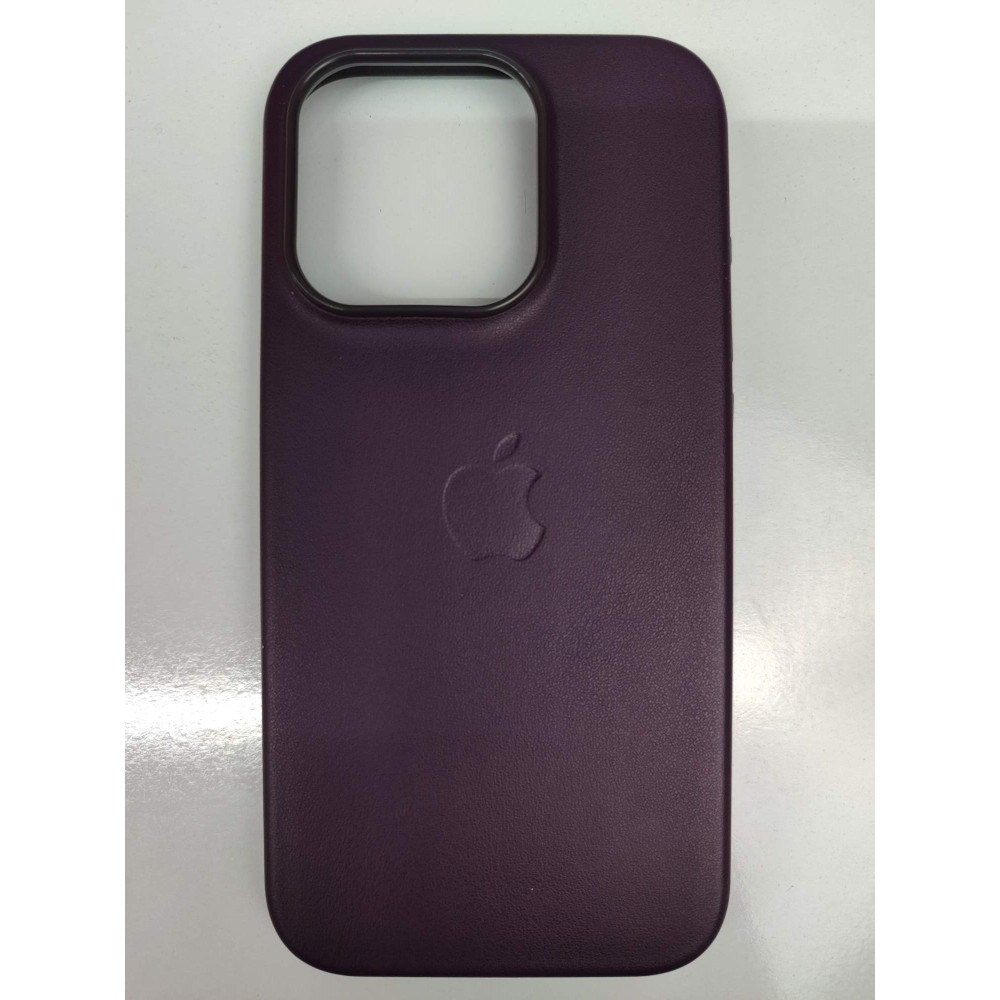 Чехол пластиковый Leather Case MagSafe ORG iPhone 15 Pro черничный