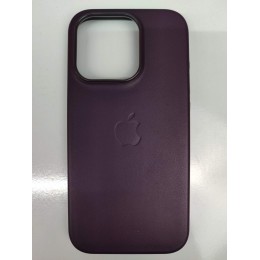 Чехол пластиковый Leather Case MagSafe ORG iPhone 15 Pro черничный