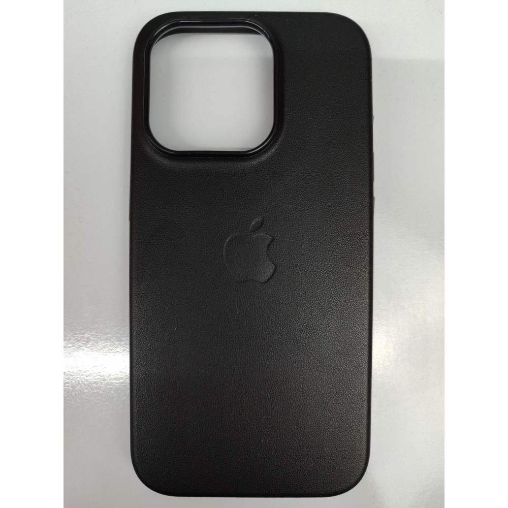 Чехол пластиковый Leather Case MagSafe ORG iPhone 15 Pro черный