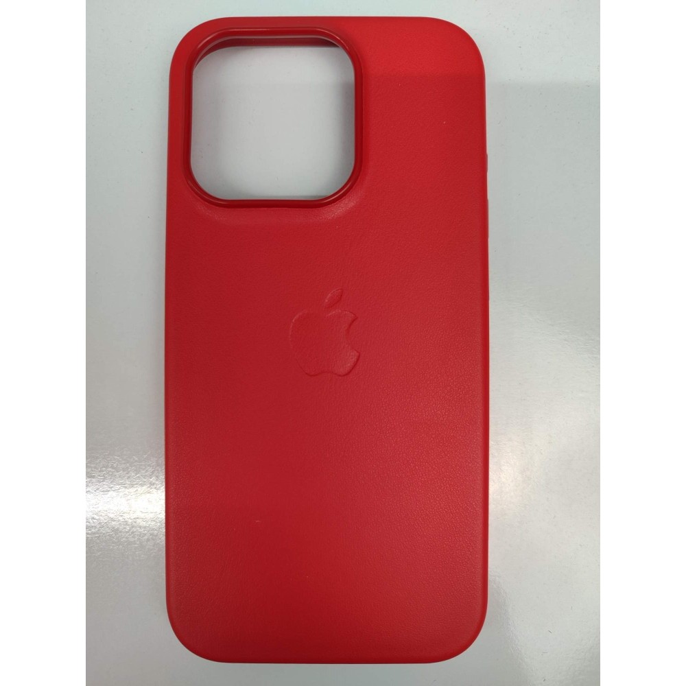 Чехол пластиковый Leather Case MagSafe ORG iPhone 15 Pro красный