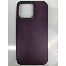 Чехол пластиковый Leather Case MagSafe ORG iPhone 15 Pro Max черничный