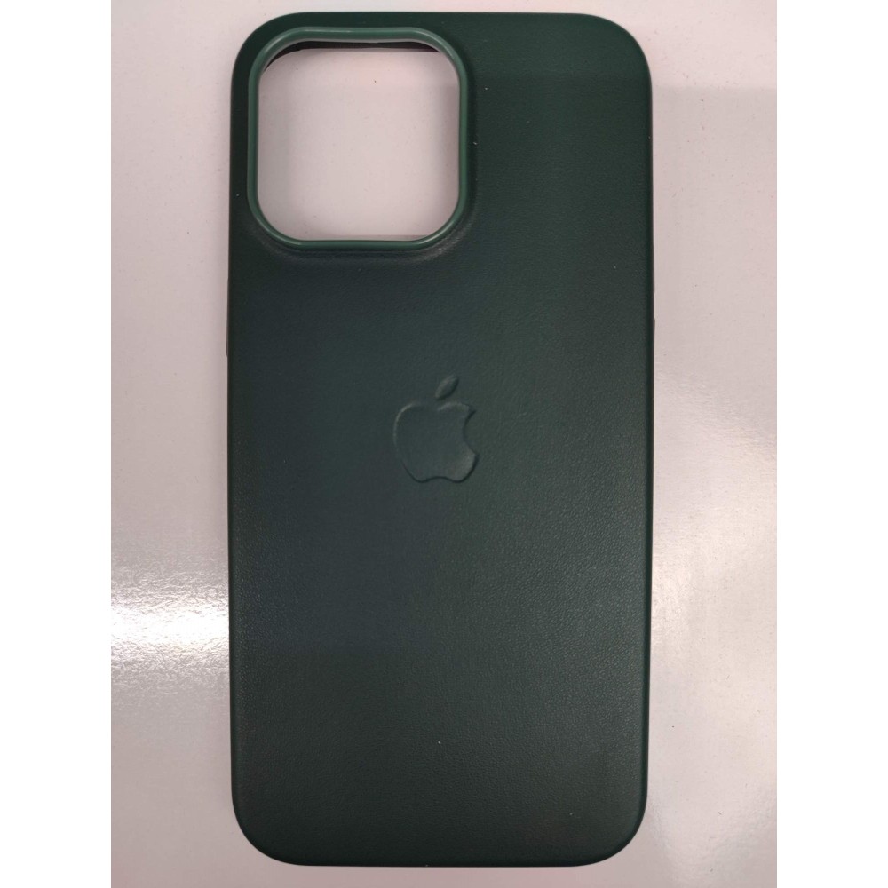Чехол пластиковый Leather Case MagSafe ORG iPhone 15 Pro Max темно-зеленый