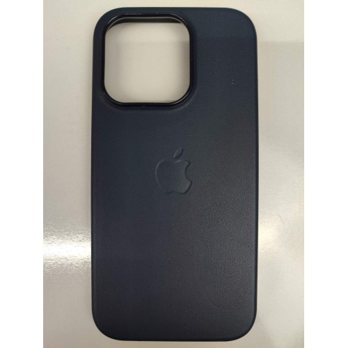 Чехол пластиковый Leather Case MagSafe ORG iPhone 15 Pro темно-синий