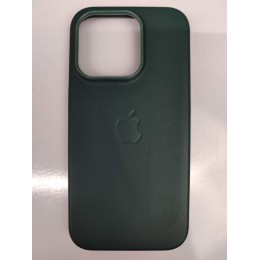Чехол пластиковый Leather Case MagSafe ORG iPhone 15 Pro темно-зеленый