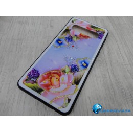 Чехол пластиковый Samsung S10 с рисунком и стразами (04)*