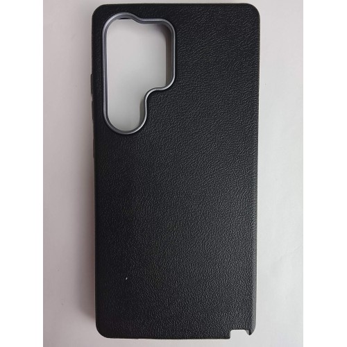 Чехол пластиковый Samsung S25 Ultra ЭкоКожа с ободком черный