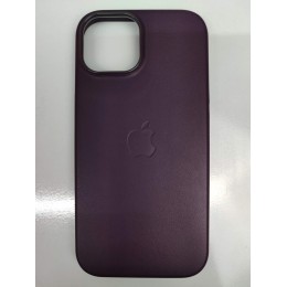 Чехол пластиковый Silicone Case ORG iPhone 15 Leather Case MagSafe черничный