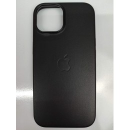 Чехол пластиковый Silicone Case ORG iPhone 15 Leather Case MagSafe черный