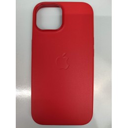 Чехол пластиковый Silicone Case ORG iPhone 15 Leather Case MagSafe красный