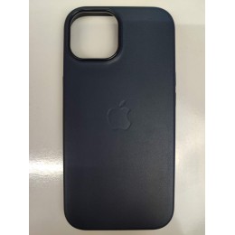 Чехол пластиковый Silicone Case ORG iPhone 15 Leather Case MagSafe темно-синий