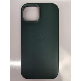 Чехол пластиковый Silicone Case ORG iPhone 15 Leather Case MagSafe темно-зеленый