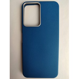 Чехол пластиковый Tecno Spark Go 2/Smart 10 ЭкоКожа с оободком синий