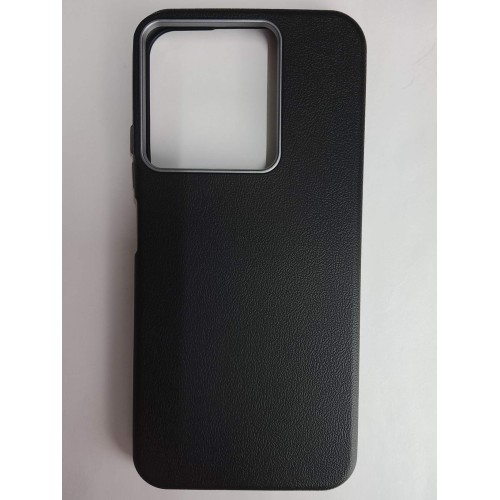 Чехол пластиковый Xiaomi Redmi 15C/POCO C85 ЭкоКожа с ободком черный