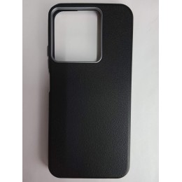 Чехол пластиковый Xiaomi Redmi 15C/POCO C85 ЭкоКожа с оободком черный