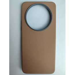 Чехол пластиковый Xiaomi Redmi А3/A3X/POCO C61 ЭкоКожа с оободком коричневый