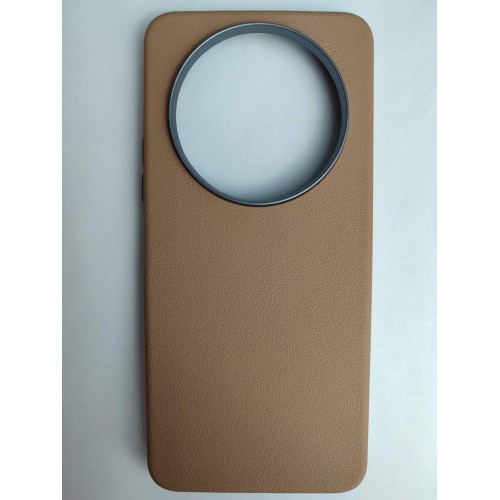 Чехол пластиковый Xiaomi Redmi А3/A3X/POCO C61 ЭкоКожа с оободком коричневый