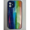 Чехол силикон-пластик iPhone 12 блестящий радуга синий
