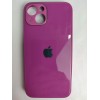Чехол силикон-пластик iPhone 13 глянец с логотипом темно-розовый