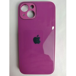 Чехол силикон-пластик iPhone 13 глянец с логотипом темно-розовый