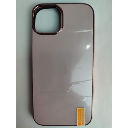 Чехол силикон-пластик iPhone 13 матовый с логотипом розовый
