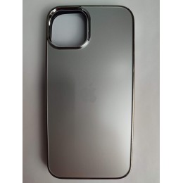 Чехол силикон-пластик iPhone 13 матовый с логотипом светло-серый