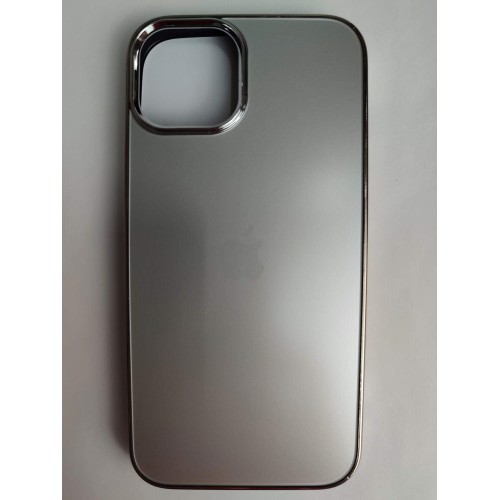 Чехол силикон-пластик iPhone 13 матовый с логотипом светло-серый