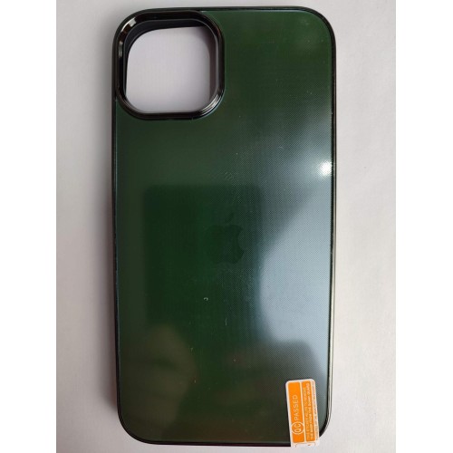 Чехол силикон-пластик iPhone 13 матовый с логотипом темно-зеленый