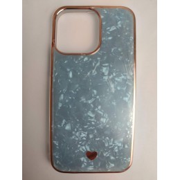 Чехол силикон-пластик iPhone 13 Pro цветной гранит голубой