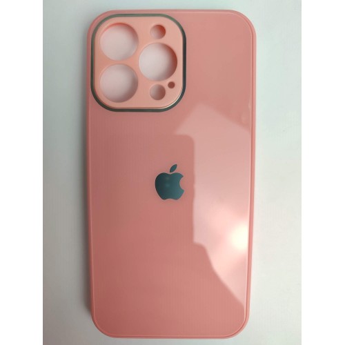 Чехол силикон-пластик iPhone 13 Pro глянец с логотипом розовый