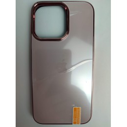 Чехол силикон-пластик iPhone 13 Pro матовый с логотипом розовый