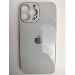 Чехол силикон-пластик iPhone 13 Pro Max глянец с логотипом голубой