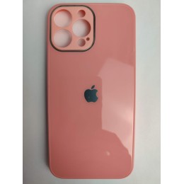 Чехол силикон-пластик iPhone 13 Pro Max глянец с логотипом розовый