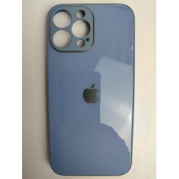 Чехол силикон-пластик iPhone 13 Pro Max глянец с логотипом синий