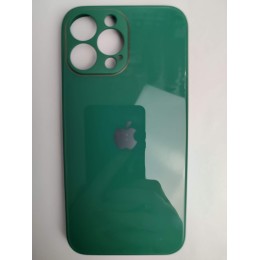 Чехол силикон-пластик iPhone 13 Pro Max глянец с логотипом темно-зеленый