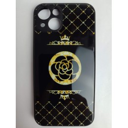 Чехол силикон-пластик iPhone 13 стеклянный с рисунком (03)