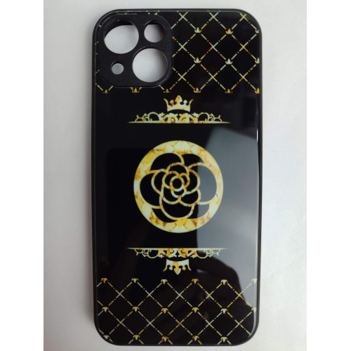 Чехол силикон-пластик iPhone 13 стеклянный с рисунком (03)